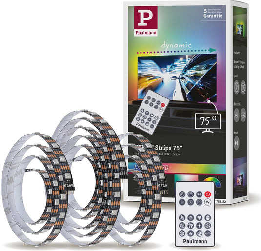 Paulmann entertainled usb led strip tv verlichting 75 inch - rgb+ - 5w - 5v - zwart