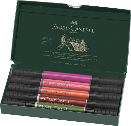 Faber-castell tekenstift - pitt artist pen - duo marker - flowers - etui 5 stuks - fc-162007