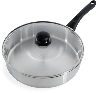 Bk bold hapjespan 28cm met deksel - 3.8l - zonder pfas-vrije antikleeflaag - hapjespan inductie - hapjespan rvs - ovenbestendig tot 160° - koelgreep - met glazen deksel - zilver