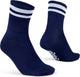 Gripgrab - original stripes crew zomer fietssokken gestreepte retro wielersport sokken coolmax - unisex - navy blauw - maat m (41-44)