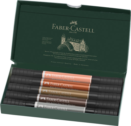 Faber-castell pitt artist pen tekenstift - dualmarker - etui 5 stuks portrait - fc-162009