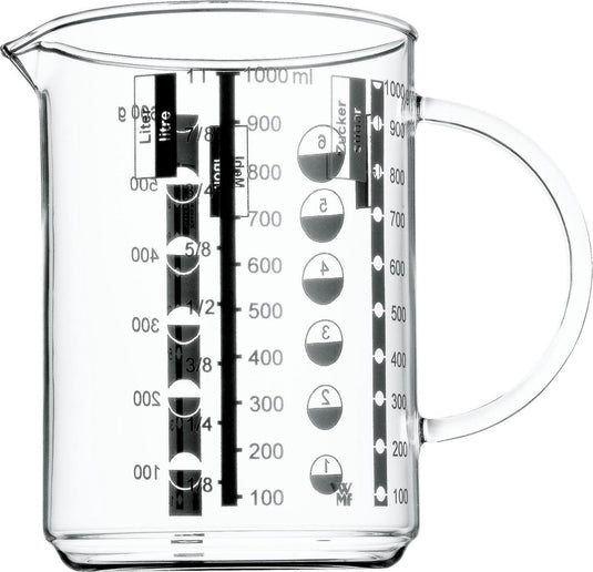Wmf gourmet maatbeker - 1l - glas - hittebestendig - met schaalverdeling