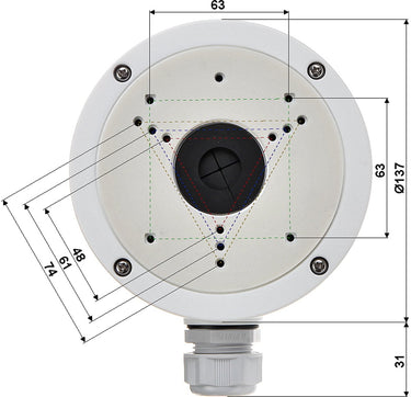 Hikvision - seriële ds-1280zj-s - plafondsteun - geschikt voor bolvormige camera's - aluminium - wit