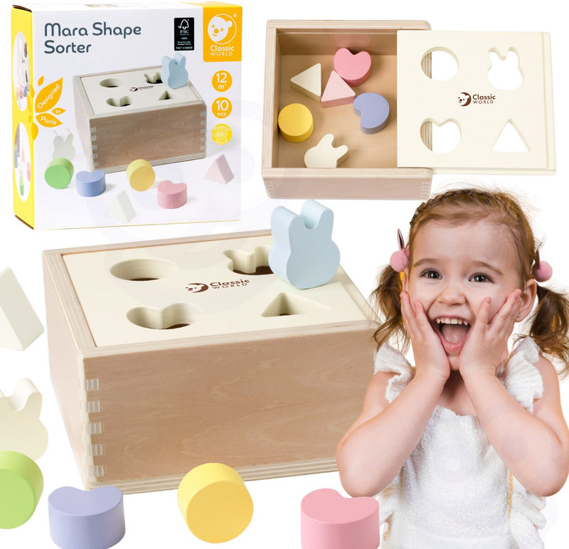 Load image into Gallery viewer, Lobbes speelgoed bv classic world wooden shape sorter for children 10 pcs. - uni
