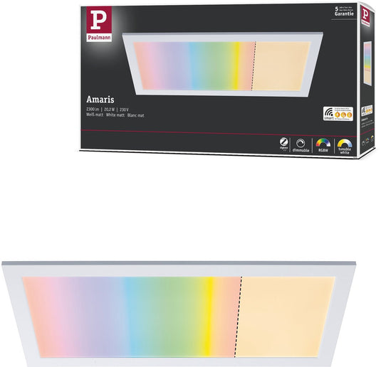 Paulmann led-paneel smart home zigbee 3.0 amaris hoekig 595x295 mm 22w 1800lm rgbw+ wit dimbaar