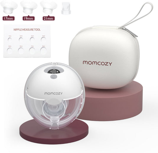 Momcozy m5 – handsfree borstkolf – 1 stuk – elektrisch – stil compact – met borstschild inserts