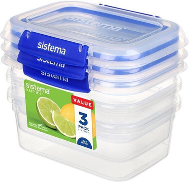 Sistema klip it + set van 3 rechthoekige voorraaddozen 1l