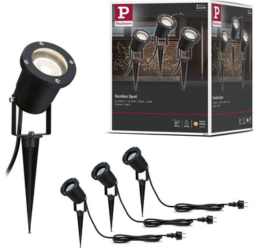 Paulmann led-tuinspots ip65 rond 92 mm 3000k 3x3,5w 3x230lm 230v 38° zwart aluminium