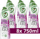 Cif - cleanboost schuurmiddel - cream pink flower - met 100% natuurlijke bestanddelen, 1 product voor 101 oppervlakken - 8 flessen x 750 ml