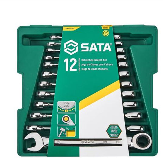 Sata st09040-02 - 12-delige ringratelsleutelset - 8-19mm - levenslange garantie