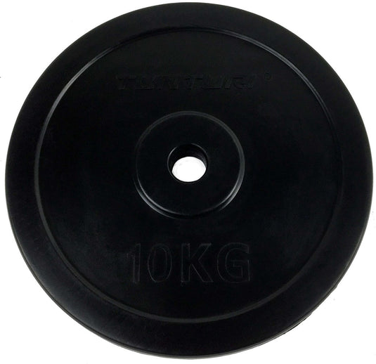 Tunturi halterschijf - halter gewichten - 1x 10 kg - 30mm - rubber - incl. gratis fitness app