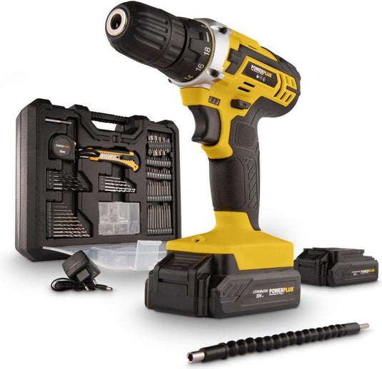 Powerplus accuboormachine powx00830 - schroefboormachine op batterij van 20 v voor hout en metaal - incl. batterij, lader en bits