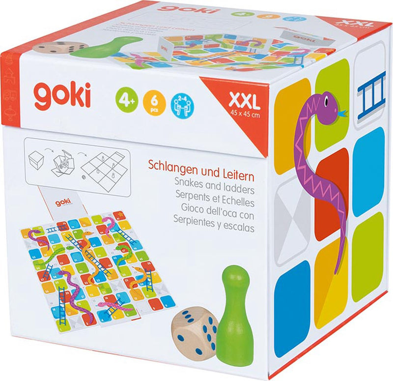 Load image into Gallery viewer, Goki xxl slangen en ladders in kubus bordspel
