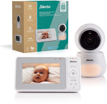 Alecto babyfoon met camera - dvm2043 - 4.3 inch scherm - op afstand bestuurbaar - uitbreidbaar tot 4 camera's - nachtlampje - wit