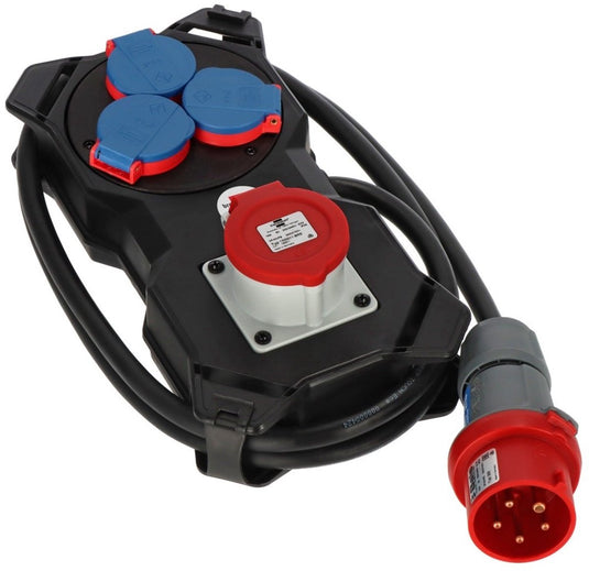 Brennenstuhl verdeelblok 16a stroomverdeler voor gebruik op bouwterreinen en permanent buitengebruik ip44 (stroomverdeler 2m h07rn-f 5g2.5 kabel, geschikt voor wandmontage, made in germany)