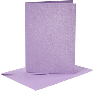 Creativ company kaarten en enveloppen, afmeting kaart 10,5x15 cm, afmeting envelop 11,5x16,5 cm, paars, parelmoer, 4sets