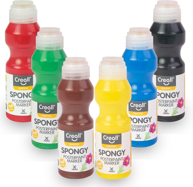 Load image into Gallery viewer, Creall spongy plakkaatverfstiften - 6 kleuren - 6x70ml - gemaakt in nl - vegan - glutenvrij

