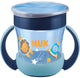 Nuk - baby- en peuterdrinkbeker - mini magic cup 160 ml blauw kunststof siliconen - drinkbeker - morsbestendig - glow-in-the-dark - leren drinken - 360 graden