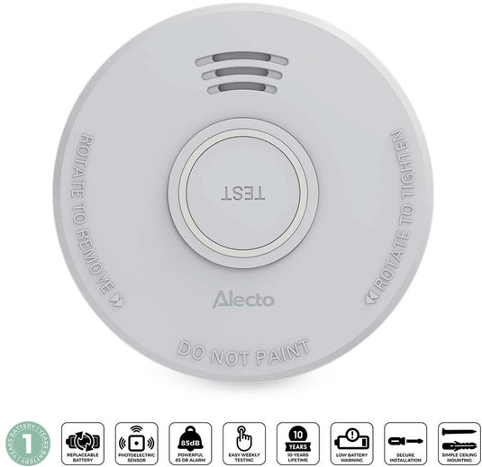 Alecto rookmelder sd110 - brandmelder met 10 jaar sensor - voldoet aan europese norm - wit