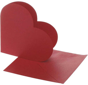 Creativ company kaarten enveloppen hart 12,5x12,5 cm rood 10 stuks