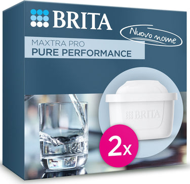 Brita waterfilterpatroon maxtra pro pure performance - 2 stuks - originele waterfilter voor waterfilterkannen - filtert onzuiverheden zoals herbiciden, pfas, chloor, kalk en metalen