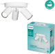 Philips led philips idris spot - plafondspot - spatwaterdicht ip44 - zwart - wit - badkamerlamp - drie lichtpunten - ronde basisplaat - alleen geschikt voor led spots