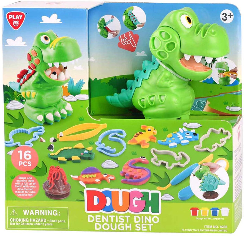 Afbeelding laden in galerijviewer, Playgo dino tandarts kleiset - klei speelset voor kinderen.
