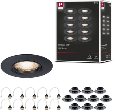 Paulmann inbouwlamp set van 10 star rond 90 mm gu10 max. 10x10w 230v dimbaar zwart