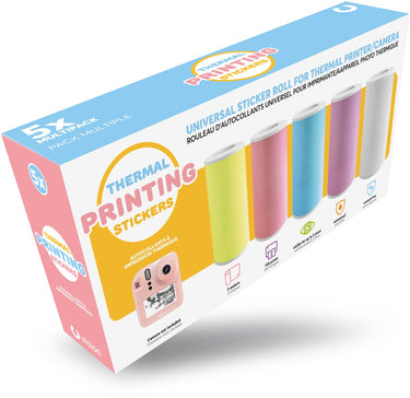 Vision products universele navulling stickers 5 rollen (57 x 30 mm) voor kindercamera met printer en pocket printer