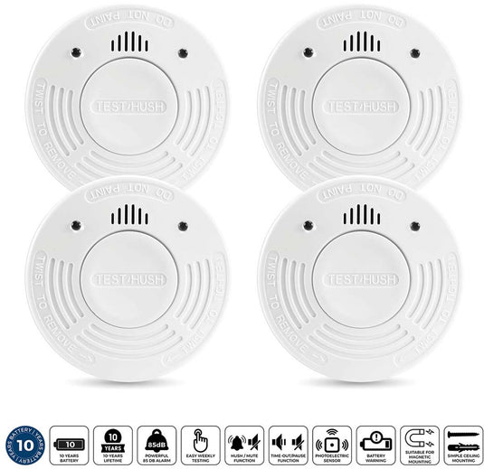 Alecto rookmelder sd1010 4x - brandmelder met batterij voor 10 jaar - 4 stuks