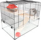 Flamingo hamsterkooi – vitru 2 – hamsterkooi met glazen bodem – complete kooi met looprad, platforms en accessoires – zwart – 59x38x47 cm – europese kwaliteit