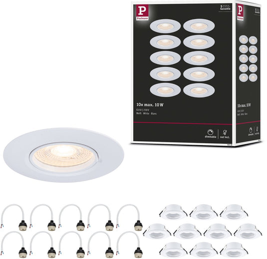 Paulmann inbouwlamp set van 10 star rond 90 mm gu10 max. 10x10w 230v dimbaar wit