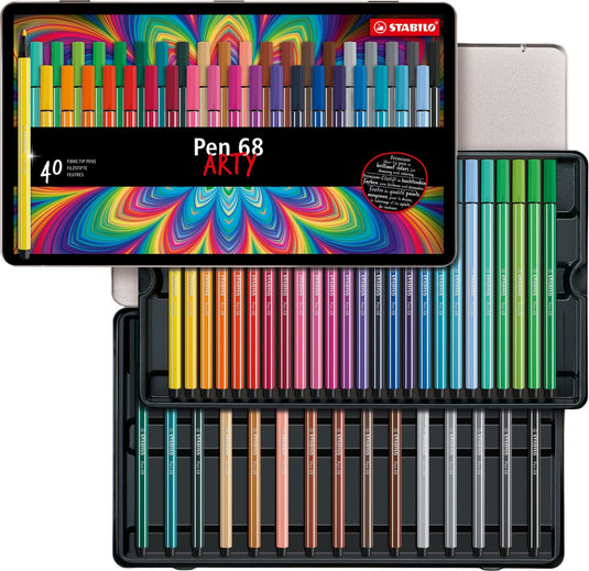 Stabilo pen 68 - viltstift - metalen doos met 40 stuks