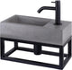 Differnz jukon fonteinset - 38.5x18.5x9cm - rechthoek - 1 kraangat - zwart mat - met zwart frame - grijs