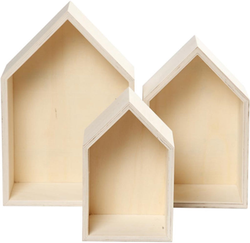 Load image into Gallery viewer, Creativ company houten huisjes met ophanghaak, 3st.
