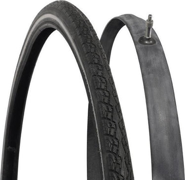 Dresco buiten- en binnenband - set met 1 binnen buitenband - bandenmaat 28x1 5 8 x 1 3 8 - etrto maat 37-622 - veilige reflectie - dunlop ventiel - hoogte ventiel 45mm - lage rolweerstand - hoge lekbestendigheid