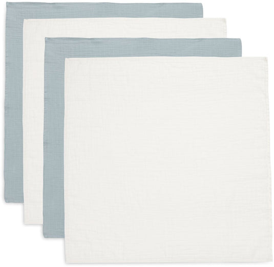 Jollein - hydrofiele doek small 70x70cm - inbakerdoek - zacht katoen - 4 stuks - sea green ivory