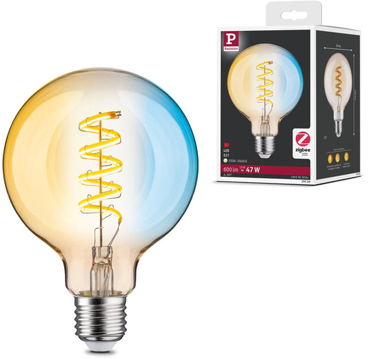 Paulmann filament 230 v smart home zigbee 3.0 led globe g95 e27 600lm 7,5w tunable white dimbaar goud