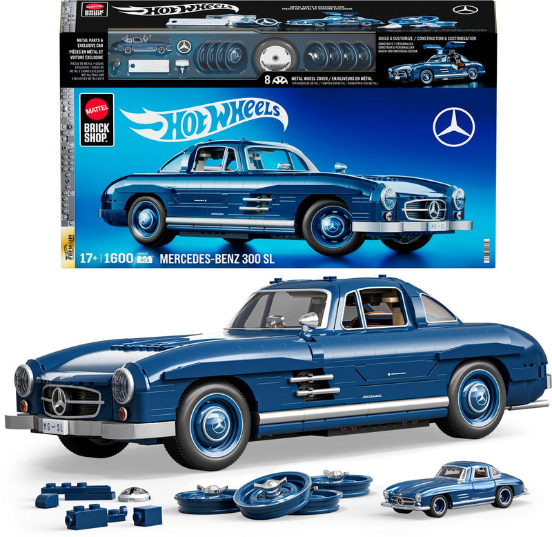 Afbeelding laden in galerijviewer, Mattel brick shop hot wheels - mercedes-benz 300 sl raceauto bouwset (1600 onderdelen)

