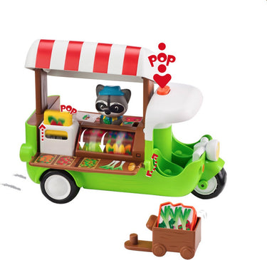 Klorofil de food truck speelset - speelgoedauto - interactief kinderspeelgoed - met figuur uit de ''raccoon'' familie van wasberen - vanaf 18 maanden