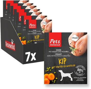 Rosewood pets unlimited - honden natvoer -kip - gestoomde maaltijd - 7 bakjes x 395g