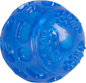 Flamingo hondenspeelgoed bordy bal blauw – ø 7,5 cm – led licht piepgeluid – tpr rubber – drijvend speelgoed voor honden