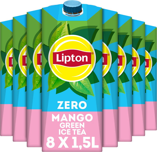 Lipton ice tea green - mango zero - heerlijke smaak, zonder suiker - 8 x 1,5 l