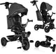 Lionelo kori - driewieler - kinderfiets 2 in 1 - tot 5 jaar - vanaf 9 maand - zeer licht - opvouwbaar - tot 25kg - draaibare zitting - verstelbare duwstang - veilige 3-punts gordel - vrije wiel en stuur - verstelbaar luifel met venster - grijs