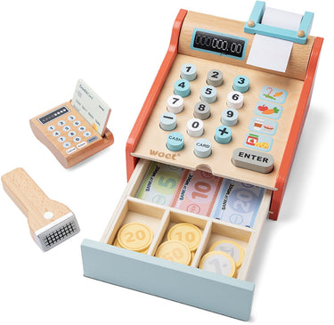 Woet ® houten speelgoedkassa - kassa inclusief scanner, pinapparaat en geld - rollenspel winkel - educatief speelgoed - vanaf 3 jaar
