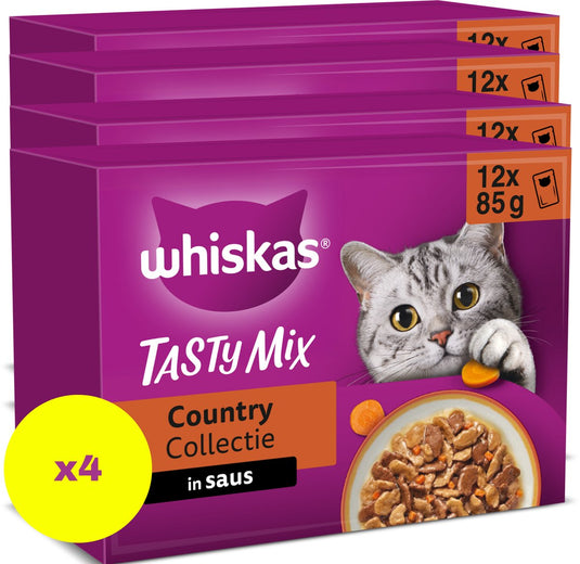 Whiskas kattenvoer - adult 1+ - tasty mix - country's selection in gelei - 48x85g