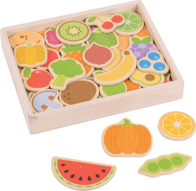 Load image into Gallery viewer, Bigjigs houten groente en fruit magneten - - vanaf 3 jaar
