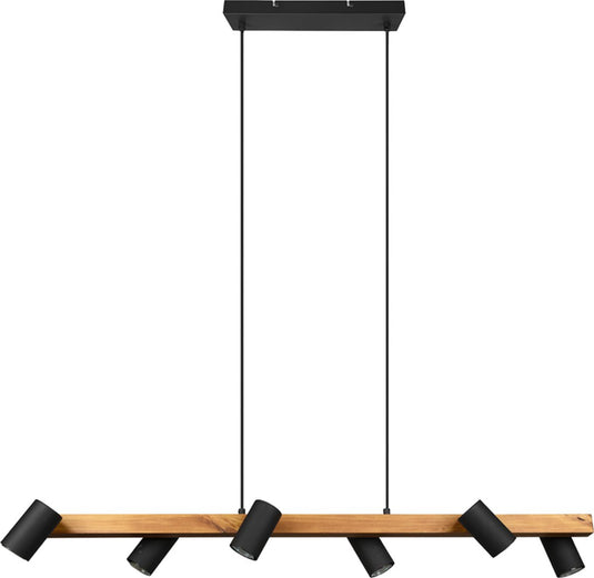 Trio marley - hanglamp - zwart mat - excl. 6x gu10 4,9w - plafondbevestiging - in hoogte verstelbaar