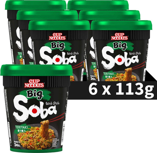 Nissin soba cup noodles big - teriyaki wok style noedels - instant noodles - 6 x 113 gram