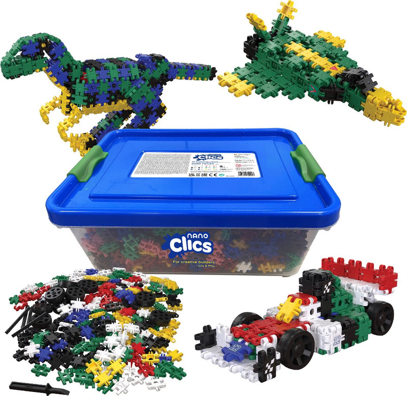 Load image into Gallery viewer, Clics nano – creative builders 2000 piece set – 15 in 1 bouwblokken – speelgoed gemaakt van 100% recycled plastic – speelgoed 8, 9, 10, 11, 12 jaar – constructie speelgoed
